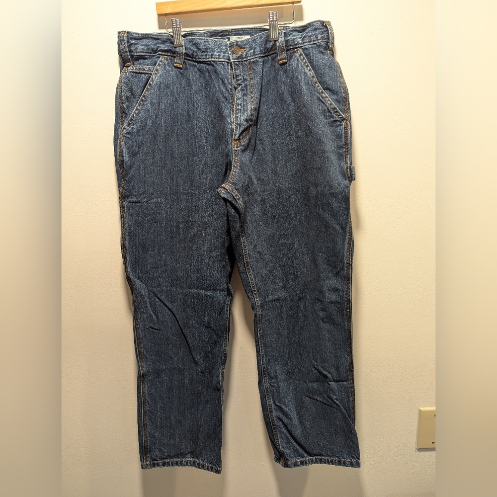 Carhartt Men's Loose Fit Blue Jeans 34x30 100% Cotton Carpenter Work Chore